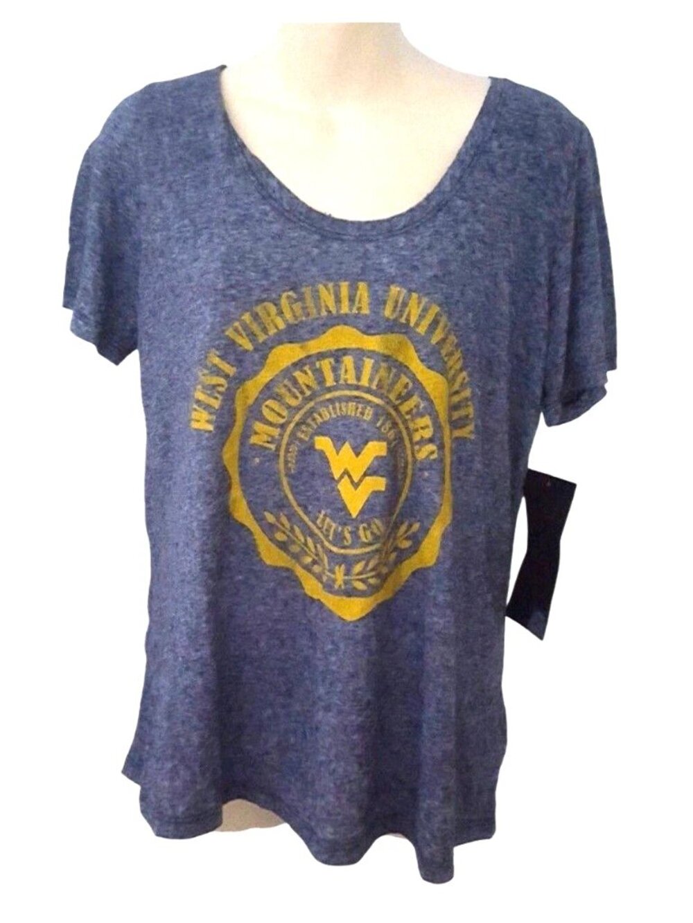 West Virginia Mountaineers Womens T Shirt Size Medium Campus Couture Blue Soft